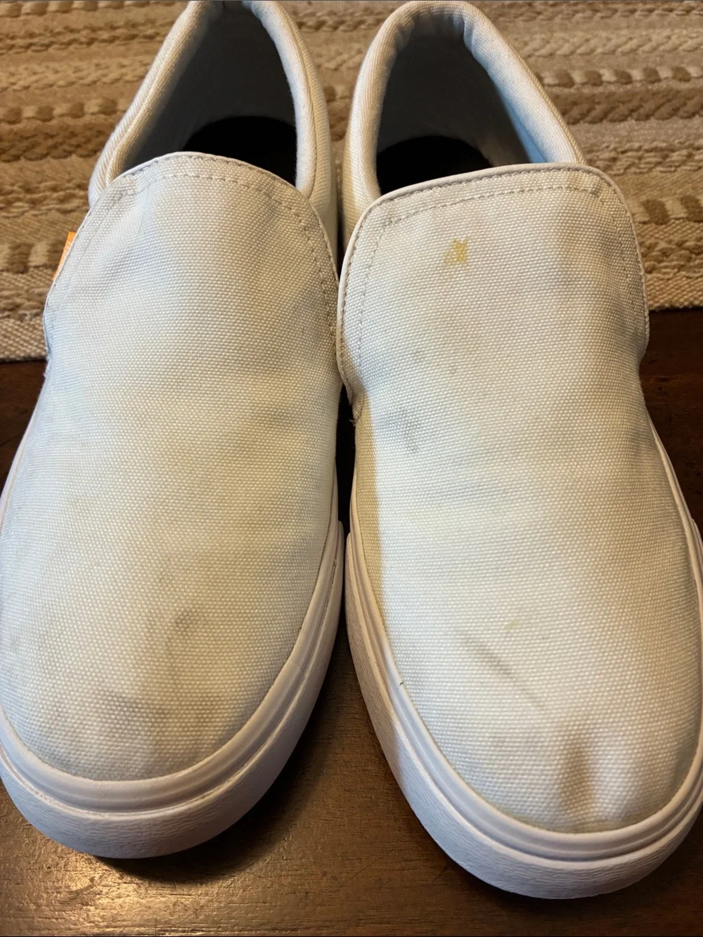 Nike White Canvas Court Royale Slip-On Loafers with Black Swoosh